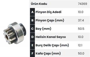 Marş Dişlisi 10diş Toyota Auris 1,4 D4d Fm74369 Toyota Aurıs Urban Cruıser Corolla 1.4 D4d Boy 50 Diş Çap 35 |