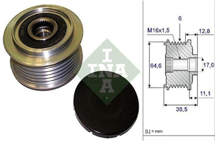 Alt. Kasnağı 6KAN Rulmanlı Audi A6 05>11 A6 Allroad Quattro 07>11 535020110 F558658 | INA 535020110