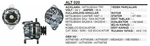 Alternatör 24v 45ah Canter Ym 97v Alt020 | Ithal T020