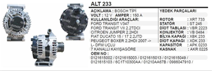 Alternatör 12v 150ah Ford V347 Jumper Ducato Boxer Alt233 Rotoru-xrt733 | Ithal T233