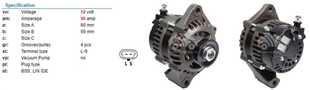 Alternatör 12v 50ah Mercury Marin (alt Ayak Kalın) | Ithal Tuwa3776