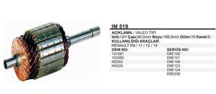 Marş Kollektörü 12v R9 R11 R12 R19-valeotip 60x188.5x9 | Ith Im519