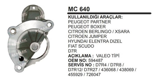 Pinyon Kapağı Peugeot Partner Citroen Berlingo Jumper Hyundai Tata Peugeot Partner Boxer 206 306 HDI MC640 | ITH MC640