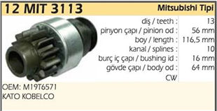 Marş Dişlisi 13DİŞ Kato Kobelco Maraton 12MIT3113-PG876 | ITH MD12MIT3113