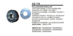 Rediktör İç Dişli Seti Nikko 5,5 Kw.ym.tüm Marşlara Komatsu Hyundai Kobelko Excavatör | ITH MDCD178