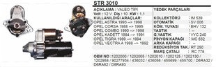 Marş Motoru 12v 9diş Opel Astra Valeo Tip Dwa30495 | Ith Str110dın013