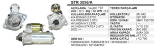 Marş Motoru 12v 10diş Hyundai Starex Kia D7r Uzun Burun | Ith Str3096a