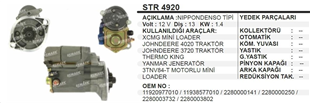 Marş Motoru 12v 13diş Yanmar Termoking Johndeere Traktör Thermoking Jeneratör Mini Loader Kepçe Johndeere Johndere | Ith Str4920