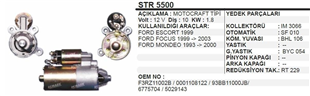 Marş Motoru 12V 10DİŞ Ford Focus Escort Mondeo | ITH STR5500