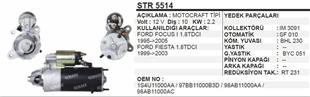 Marş Motoru 12v 10diş Ford Focus Fiesta Connect | Ith Str5514