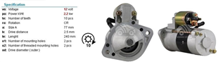 Marş Motoru 12v 10diş Mıtsubıshı L200 Ym Starex 99 | Ith Str6048c