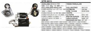 Marş Motoru 12v 10diş Ford Fiesta Focus 1,6 2010001047 | Ith Str6815