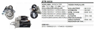 Marş Motoru 12v 12diş 10diş Ford Fiesta Fusion1,4 | Ith Str6838