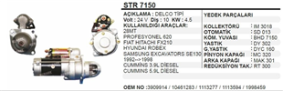Marş Motoru 24v 10diş Bmc Pro 28mt Deltip Jeneratör Str7150 Bmc Profesyonel 28mt Cummıns Hyundaı Robex 4.5kw Kamaz Cummıns | Ith Str7150
