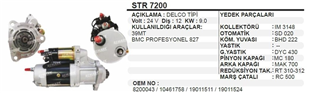 Marş Motoru 24v 12diş Bmc Prof 827 39mt Str7200 | Ith Str7200
