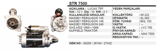 Marş Motoru 12v 10diş Mf135-mf240 Mf148 Mf 135 148 165 240 Sağ Ağız Nuffıeld Traktör Mf İthalycn25750 | Ith Str7500