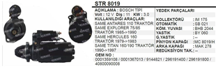 Marş Motoru 12v 11diş Same Herkules Steyr 8073 768 | Ith Str8019