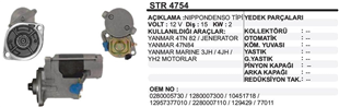 Marş Motoru 12v 15diş Yanmar Marin Jenaratör Johnder Erkunt Yanmar Johonder | Ith Strumm3236
