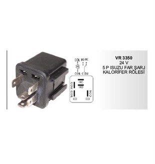 Röle Kalorifer Far Şarj Rölesi 24v 5pin Isuzu | Vertex Vr3350