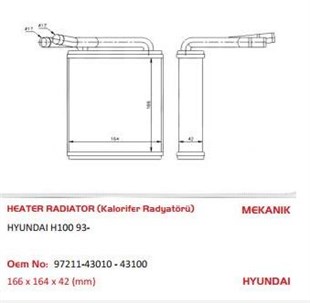 Kalorifer Radyatörü H100 Minibüs 1994-2005 9721143010 | Orıs Khy005042