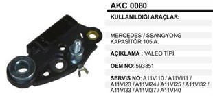 Kapasitör 105ah Mercedes Ssanyong Valeotipakc080 | Vertex Akc0080