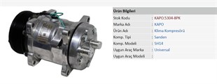 Klima Kompresörü 24v 8pk 5h14 Arkadan Çıkış İnce Kalın | Kapo 5304