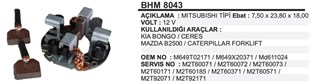 Kömür Yuvası Kia Mazda Cat Forklift 8x24x18 Mıtsubıshı Tıp Kıa Bongo / Ceres / Mazda B2500 / Caterpıllar Bhm8043 | Ith Bhm8043