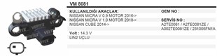 Konjektör 12v Mıtsubıshı Nissan Mıcra Lın 2uçlu Tek Fişli Vm8081 Im8081 A2te0081 A002te0081ze | Vertex Vrım8081