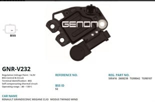 Konjektör 12v Renault Megane Clıo Twıngo (bss) Reno Capture Clıo3 1,2/1,6 Benzınlı | Genon Gnrv232