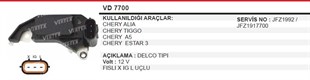 Konjektör Delco Tip Chery Alıa Tıggo Gelly A5 Soketli Vd7700 | Vertex Vrd7700