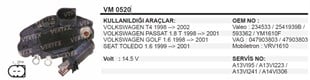 Konjektör Vw Passat Bora Golf Seat--- Vw Transporter T4 Passat 1.8t Golf Seat Toledo Vrpr3406se | Vertex Vm0520