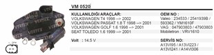Konjektör Vw Passat Bora Golf Seat--- Vw Transporter T4 Passat 1.8t Golf Seat Toledo Vrpr3406se | Vertex Vm0520