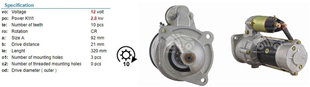 Marş Motoru 12V 10DİŞ Ford Traktör 3000-3600 Excavatör Newholland Hy Mac Excavator New Holland Ford 3600 3000 3610 MF135 Jcb 80 | LUCAS 27500