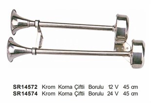 Marin Korna 24v Krom Çift Borulu 45cm |