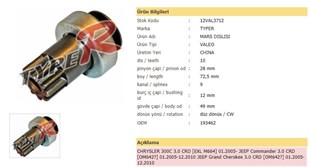 Marş Dişlisi 10diş Chrysler Grand Cheroke Mercedes Sprinter / Vito | Ith Md12val3712