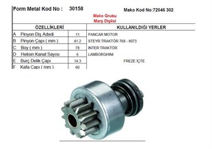 Marş Dişlisi 11diş Pancar Steyr Nf 72316022 | Mako 72316022