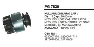 Marş Dişlisi 15DİŞ Nikko Cat Caterpiller Jenaratör Mitsubishi S12 | REMARK PG7830