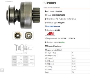 Marş Dişlisi 9diş Lombardını Hanomag Dıslı Cap:33,5 Boy:76,5 Pınyon Cap:62 | Mahle Msx280