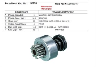 Marş Dişlisi 9diş Magırus Inter İşbora Traktör Tf | Mako 72315667