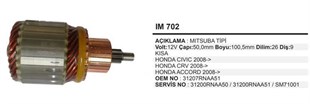 Marş Kollektörü 12v 9diş Honda Cıvıc Crv Accord Boyu 100,5 Mm (bakırın Oradan Dişlili) | Martek Im702