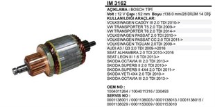 Marş Kollektörü 12v Fıat Doblo Bmw Mercedes Vw Caddy Passat Tıguan Transpr Seat Leon Iı Audi A3 Skoda Octavıa Süper B 52-138-14 | Ith Im3162