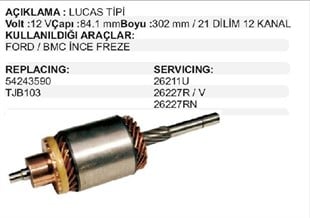 Marş Kollektörü 12v Ford Bmc İnce Freze Tjt103 | Lucas Tjt103