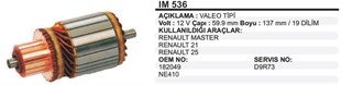 Marş Kollektörü 12v Renault Master R21 R25 Freze Diş Yok Düz Mil Peugeot J9 2.3-2.1-59.9x137 | Ith Im536