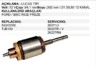 Marş Kollektörü 12v Ford Bmc İnce Freze Tjt103 | Lucas Tjt103