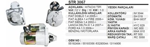 Marş Motoru 12v 10diş Doblo Albea Siena Palio Linea | Ith Str3067