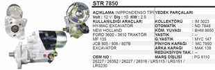 Marş Motoru 12v 10diş Excavatör Newholland Hy Mac Excavatör New Holland Ford 3600 3000 3610 Mf 135 Mf135 Jcb 805 2.5kw Str7850 | Aes Str7850