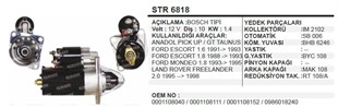 Marş Motoru 12v 10diş Ford Taunus P100 Escort Mondeo Anadol Anadol Land Rover Rower Freelander 2.0 | Dodo Str6818