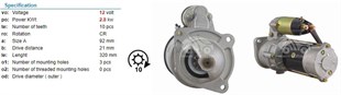 Marş Motoru 12v 10diş Ford Traktör 3000-3600 Excavatör Newholland Hy Mac Excavator New Holland Ford 3600 3000 3610 Mf135 Jcb 80 | Lucas 27500