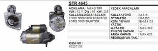 Marş Motoru 12v 10diş Ford Traktör 3000 Excavatör Newholland Hy Mac Excavatör New Holland Ford 3600 3000 3610 Mf135 Jcb 805 E | Martek Str4645