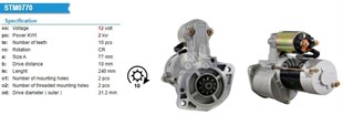 Marş Motoru 12v 10diş Hyundai H-1 2.5 Td Pajero Not-dişli Önde | Valeo 600072